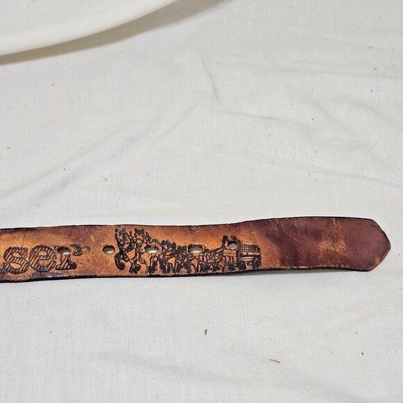 Budweiser Beer Vintage Leather Belt Appx 54" Long W/ Belt Buckle-- READ - Picture 9 of 10